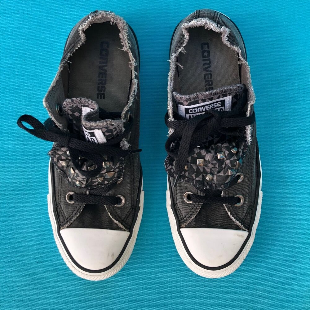 Converse All Star Low Top Black Double Tonge Studded Women's Sneaker - Picture 7 of 7